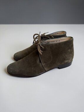 SALVATORE FERRAGAMO Vintage Brown Suede Lace Up Booties Boots Size 6